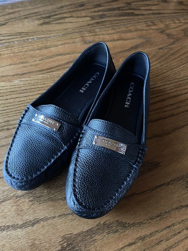 Coach Amber Black Leather Moccasin Slip 