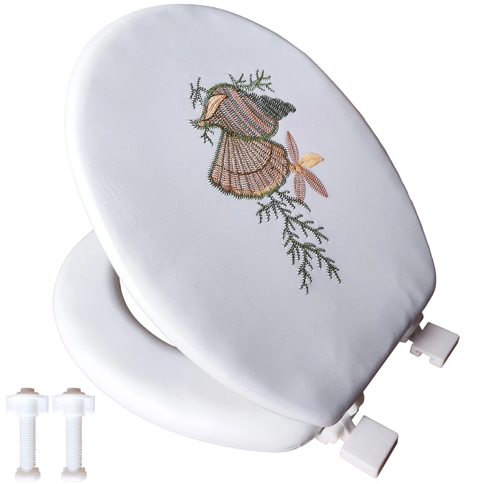 WC Sitz Toilettendeckel Gepolstert Soft Weich Weiß Bild Drucken Kissensitz Retoo - Bild 3 von 4