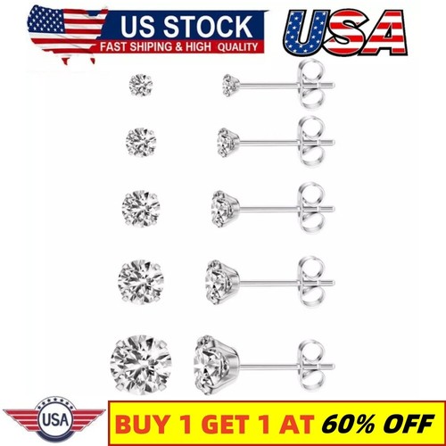 5Pairs Extra Long Post Earrings 316L Stainless Steel Stud Earrings for Women