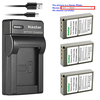 Kastar Battery Slim USB Charger for Olympus BLS-5 & Olympus E-PL3 EPL3 Camera