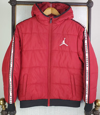 NIKE JORDAN Youth/Teen Size Large 12-13 Full Zip Insulated Red Bomber Jacket