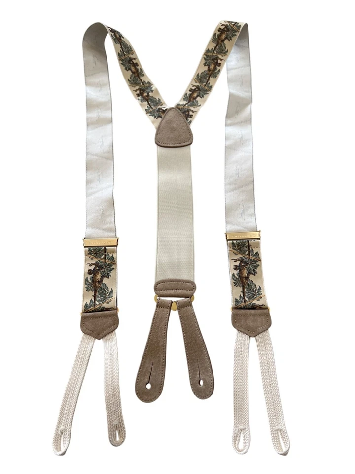 Trafalgar Tirantes Ajustables Palmera Mono Vida Silvestre Marrón Seda Cuero Foto 2 de 4