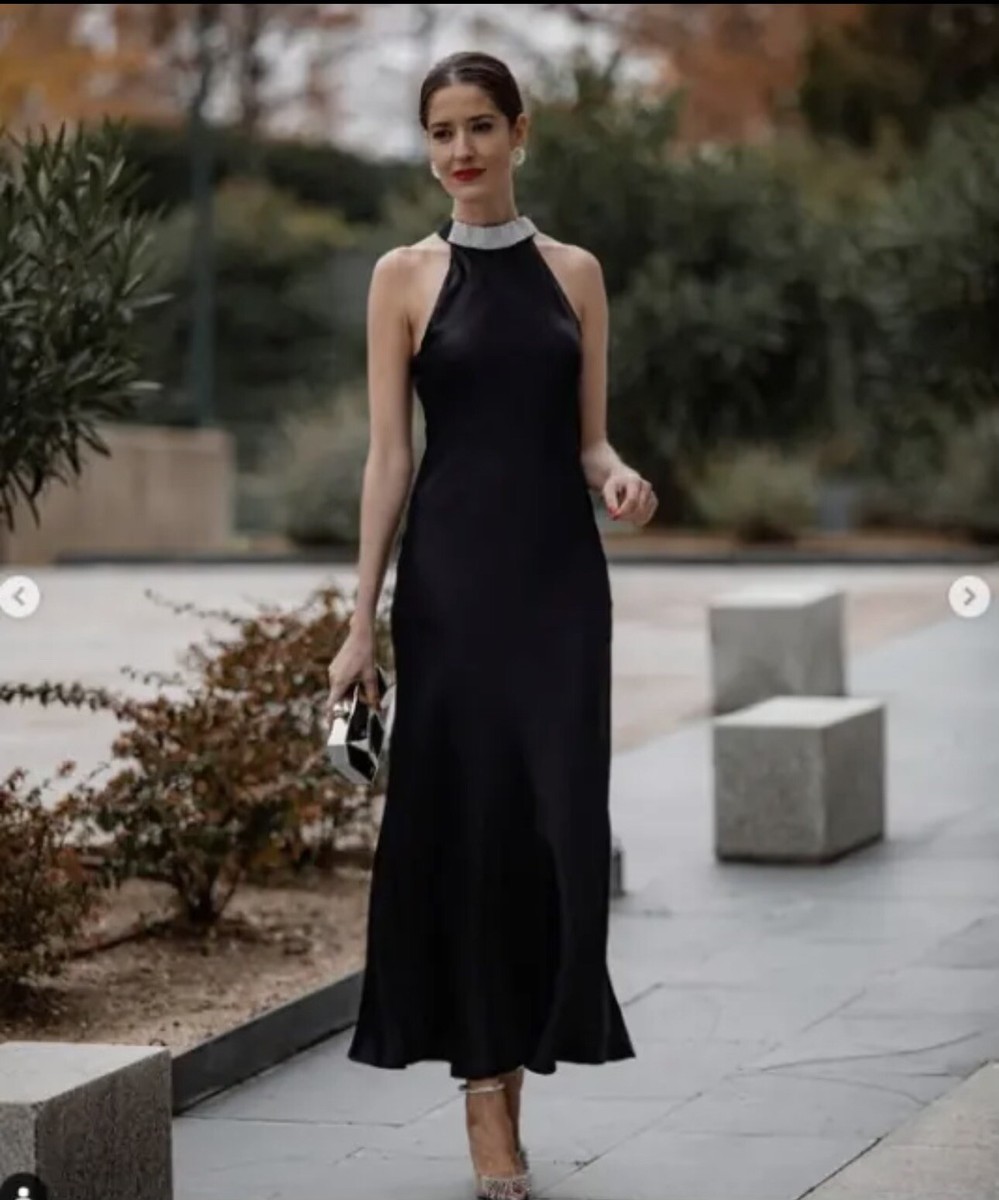 ZARA WOMAN NWT BLACK SLIP CAMISOLE SATIN DRESS WITH BEADED ZARA WOMAN NWT BLACK SLIP CAMISOLE SATIN DRESS WITH BEADED
