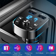 Bluetooth 5.0Car Wireless FM Transmitter Adapter 2USB PD Charger AUX Hands Free  
