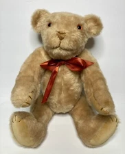VTG Fully Jointed Teddy Bear Amber Orange Eyes Stuffed Animal