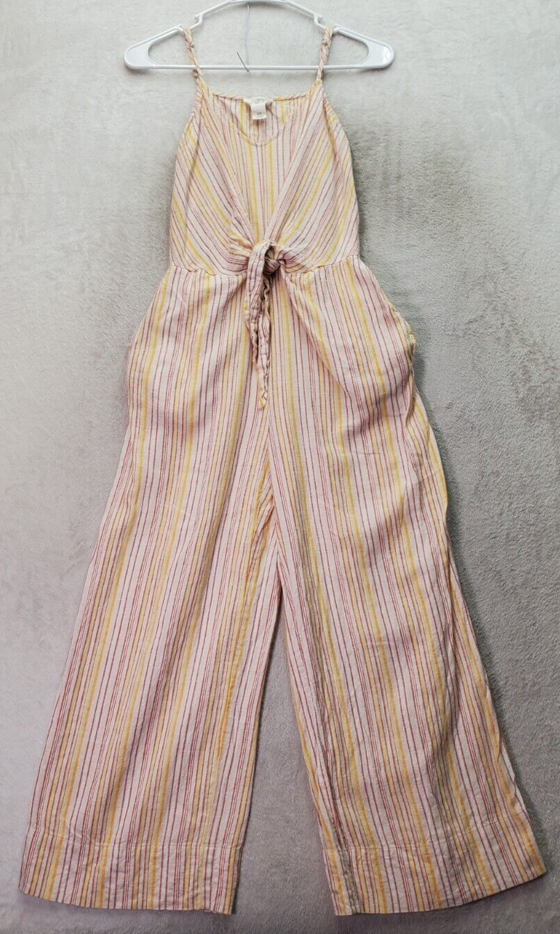 Women's XS Striped LOFT Jumpsuit with Knot Hem and Spaghetti Straps-image