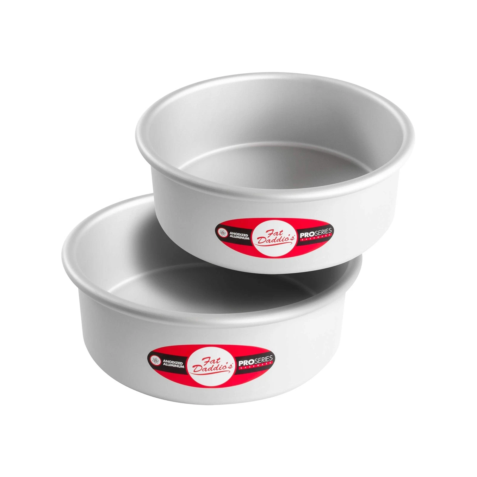 Set of 2 Silver Baking Pans 8x3 Inch Nonstick Durable for Cakes and Pizzas