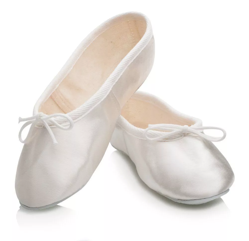 White satin ballet slippers sales