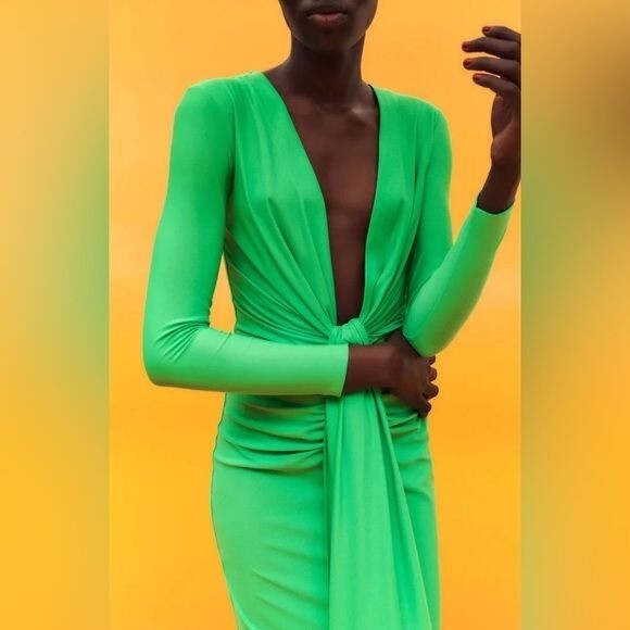 lorena midi dress in bright green solace london The Lora Midi Dress in Bright Green