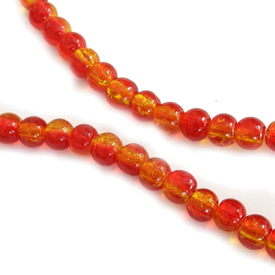 Glasperlen Crackle rund ca. 4 mm rot gelb ca. 200 Perlen Spacer nenad-design - Bild 4 von 4