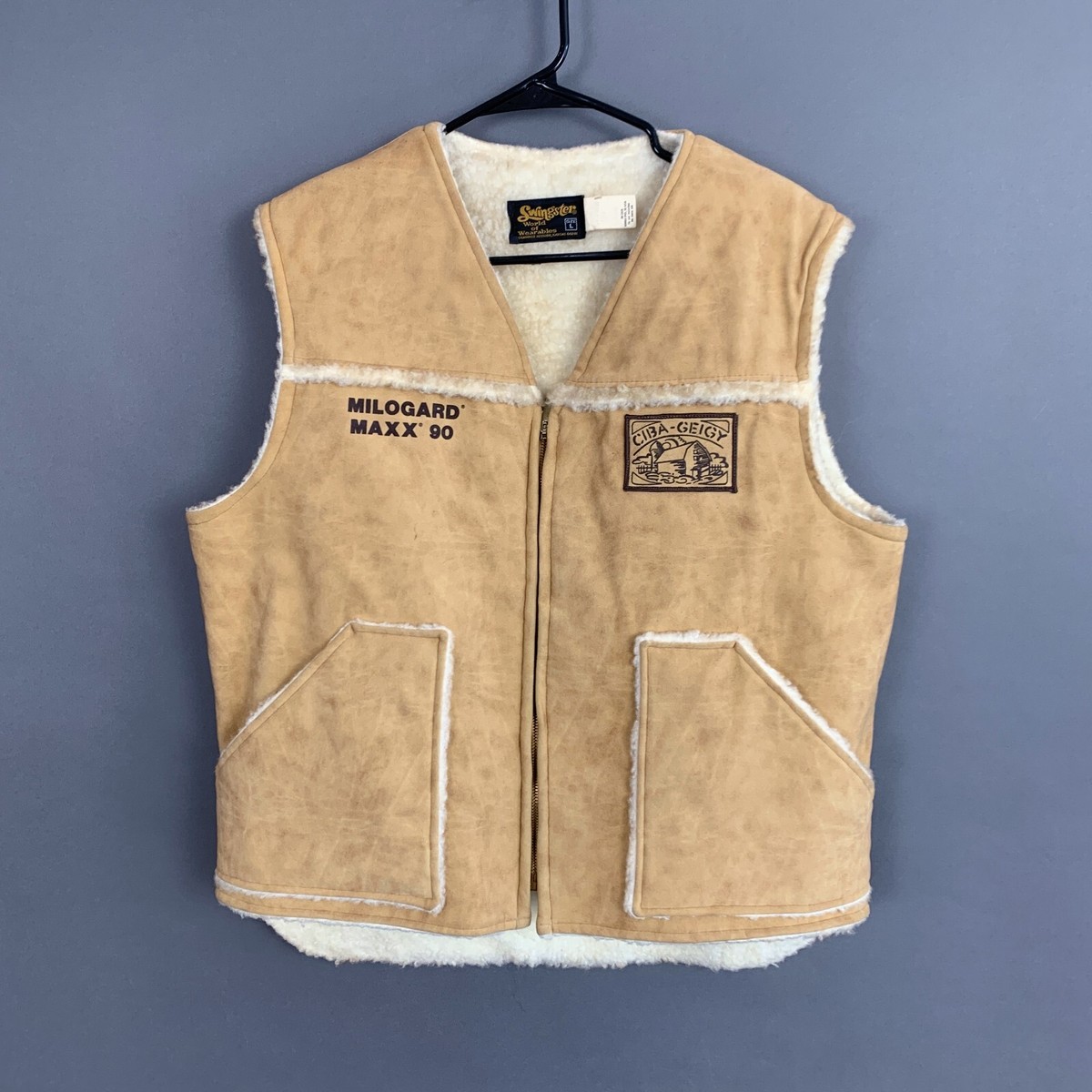 Vintage Swingster Milogard Maxx 90 Ciba Geigy Sherpa Faux Suede