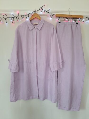 STUNNING ANN HARVEY PURPLE LILAC LINEN MIX 2 Peice OUTFIT UK Size 24 - 26 - Picture 2 of 8