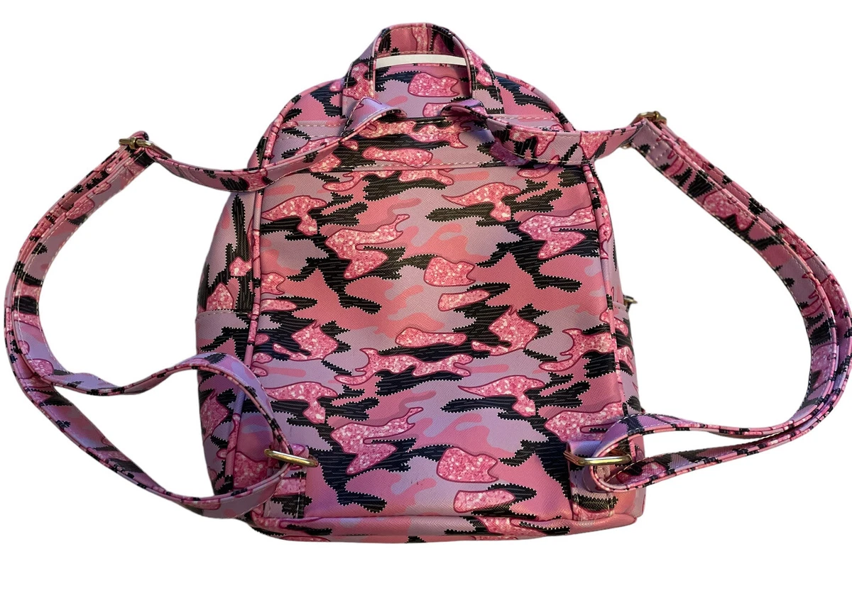 Under One Sky Pink & Black Print Four Zipper Compartments Backpack Purse