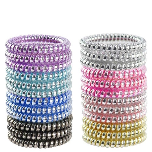 24pcs Colorful Spiral Phone Cord Hair Ties Elastics Coil Hair Ties Waterproof...