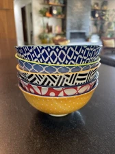 Set Of 5 Certified Int'l Multi Color Bowls 4.5" D Microwave And Dishwasher Safe