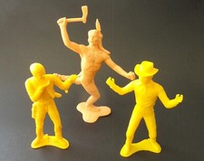 1964 Marx Indian 6" Plastic Native American Tan Figure Yellow Cowboys Western