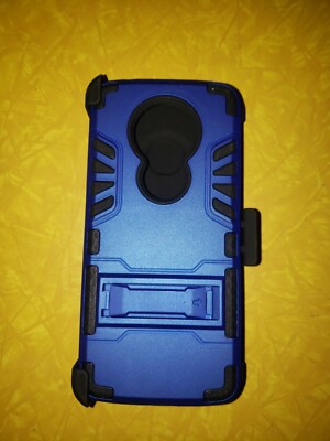 For Motorola Moto G8 G7 E6 E5 Z3 Z4 Play Plus Power Armor Clip Case Blue
