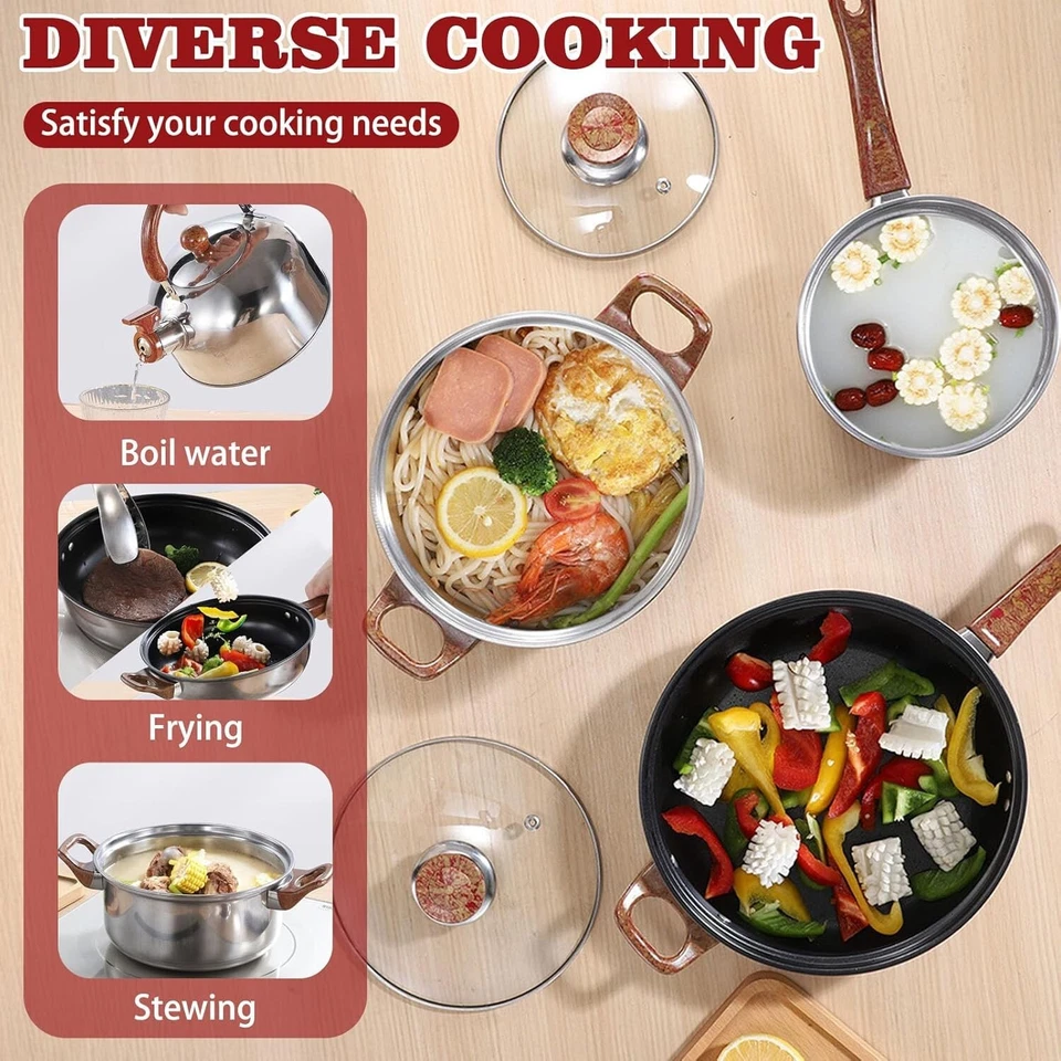 Cookware Set,6-Piece Stainless Steel Pots and Pans Set,Nonstick Kitchen - image 2 of 4