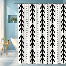 Black and White Arrow Pattern Shower Curtain, Modern Design