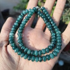 Grandidierite Beaded Necklace, 8mm Rondelle Gemstone Necklace, Rare Teal Green