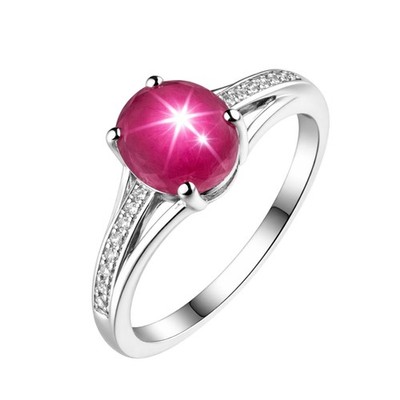 Lindy Pink Star Ruby Ring 925 Sterling Silver, 6 Rays Star Sapphire Ring