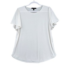 Banana Republic Flutter Sleeve Women Large Polyester Spandex Off-White Blouse