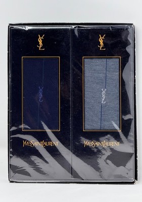 NEW NIB YVES SAINT LAURENT Dress Socks, 2 Individual Boxes - Gray Dark Blue