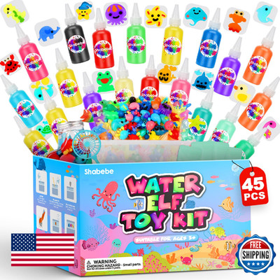 Magic Water Elf Toy Kit  20 Magic Gels (2 Glow-in-The-Dark) & 18 Sea Creature Mo
