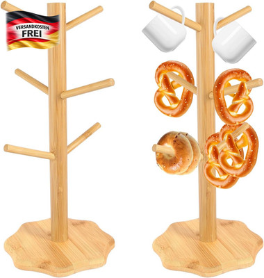 Holz Brezelständer 6-Haken für Küche Cafe Wurstteller kreatives Baumdesign