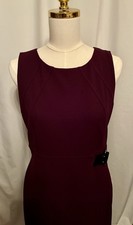 Ivanka Trump Solid Dark Plum Knee Length Sleeveless Dress With Belt Accent SZ 16