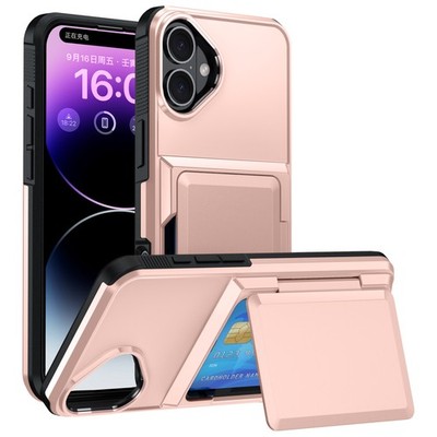 For iPhone 15 16 Pro Max 14 13 12 11 Shockproof Credit Card Holder Wallet Case
