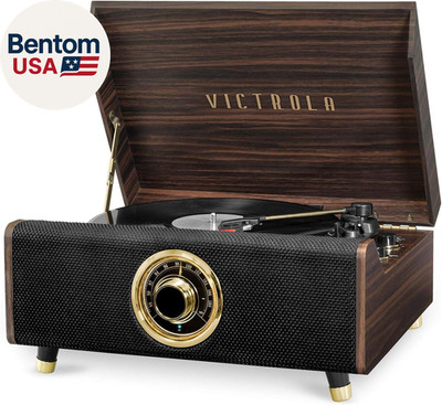 Highland 4-In-1 Bluetooth Record Player with Speakers   3-Speed Vinyl Record Pla