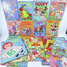 VTG Childrens Coloring Activity Books LOT 20 Mario Disney Raggedy 1970 Most Used