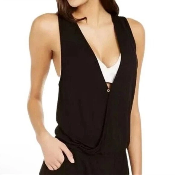 Calvin Klein Surplice Racer Back Tunic Swim Cover Up Dress Black Size S/M NWT - Image 2 of 4