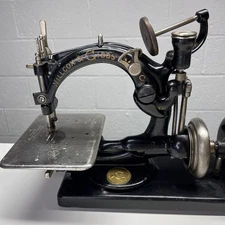 Antique Willcox & Gibbs Sewing Machine With Wooden Case Nice WORKS