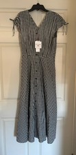 NWT Uniqlo Cotton V-Neck Sleeveless Flare Dress (Checked) (Ines de la Fressange)
