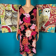 Tahari Arthur S. Levine Dress Women's 12 Sheath Floral Peplum Asymmetrical Hem