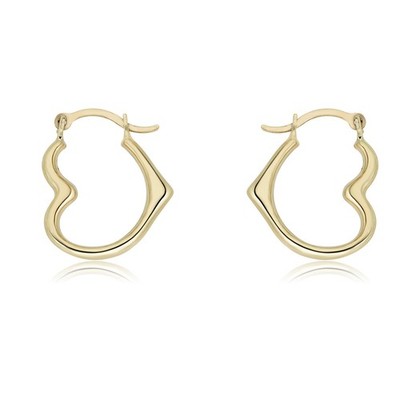 AVORA 10K Gold Open Heart Polished Creolen - Gelbgold oder Weißgold