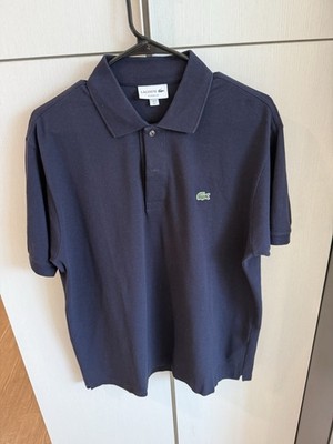 Lacoste Men's Classic Fit Navy Polo Crocodile Embroidered Logo Short Sleeve L