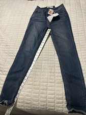 KanCan Jeans Women's 13/30 High Rise Ankle Skinny Raw Hem Stretch Button Fly