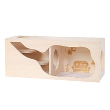 Hamster Hideout Wooden House Chamber Small Animals Pets Tunnel Exploring Toys...