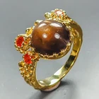 Fine Art Natural Cat's Eye Sunstone Ring 925 Sterling Silver Size 8 /R463400