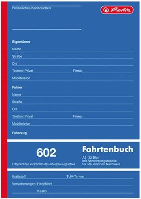 Herlitz Formularbuch ''Fahrtenbuch 602'' A5 32 Blatt