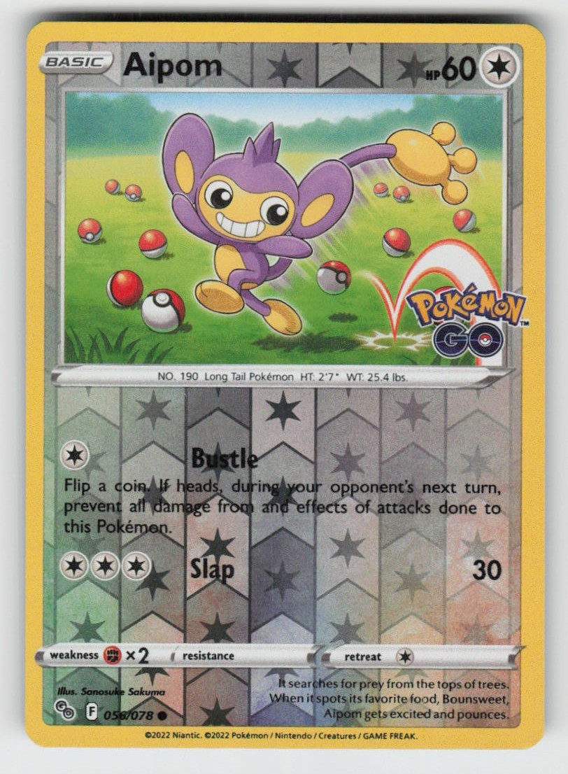 Reverse Holo Aipom 056/078 Common Pokemon GO Near Mint