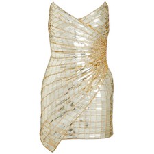 RETROFETE Womens Aura Dress Silver Metallic Rhinestone Mini S RRP 2045