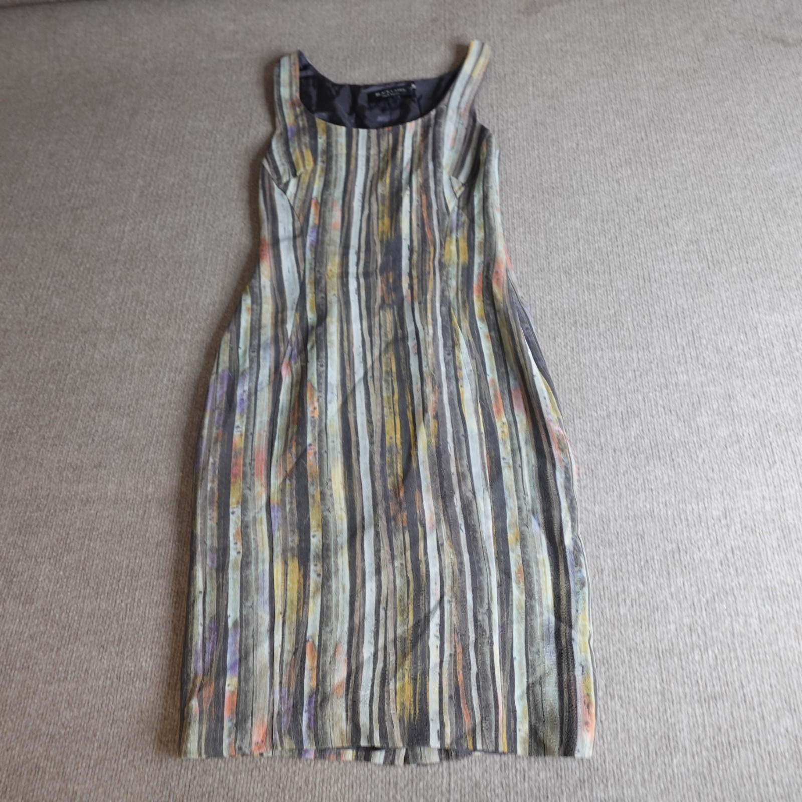 Paul Smith Womens Dress 6 Gray Blue Striped Sheath 100% Wool Made in Italy