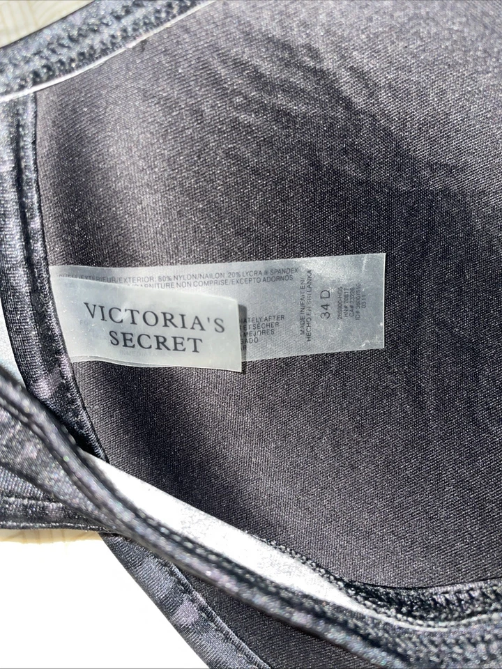 Top de biquíni Victoria’s Secret preto leopardo push-up • 34D • fecho logotipo dourado VS - Imagem 4 de 4