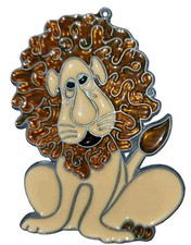 Vintage Handmade Stained Glass Lion Suncatcher Ornament Sad Whimsical Gift Decor