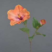 Artplants Hibiskus Kunstblume Oahu Mit BlüTen, Orange, 65Cm