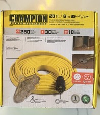 20’ Champion 30 Amp Generator Cord 250 Volt 10 Gauge 7500 Watt New In Box